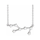 14K white gold Virgo zodiac constellation necklace, handmade with natural diamonds