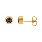 Alexandrite 14K yellow gold birthstone earrings in bezel setting, perfect birthday gift