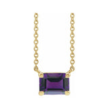 14K yellow gold amethyst emerald-cut birthstone necklace, February birthstone variant--Amethyst variant--14K-yellow-gold