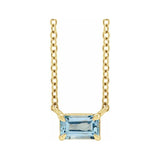 14K yellow gold aquamarine emerald-cut birthstone necklace, March birthstone variant--Aquamarine variant--14K-yellow-gold