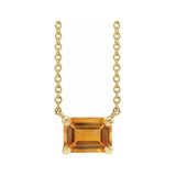 14K yellow gold citrine emerald-cut birthstone necklace, November birthstone variant--Citrine variant--14K-yellow-gold