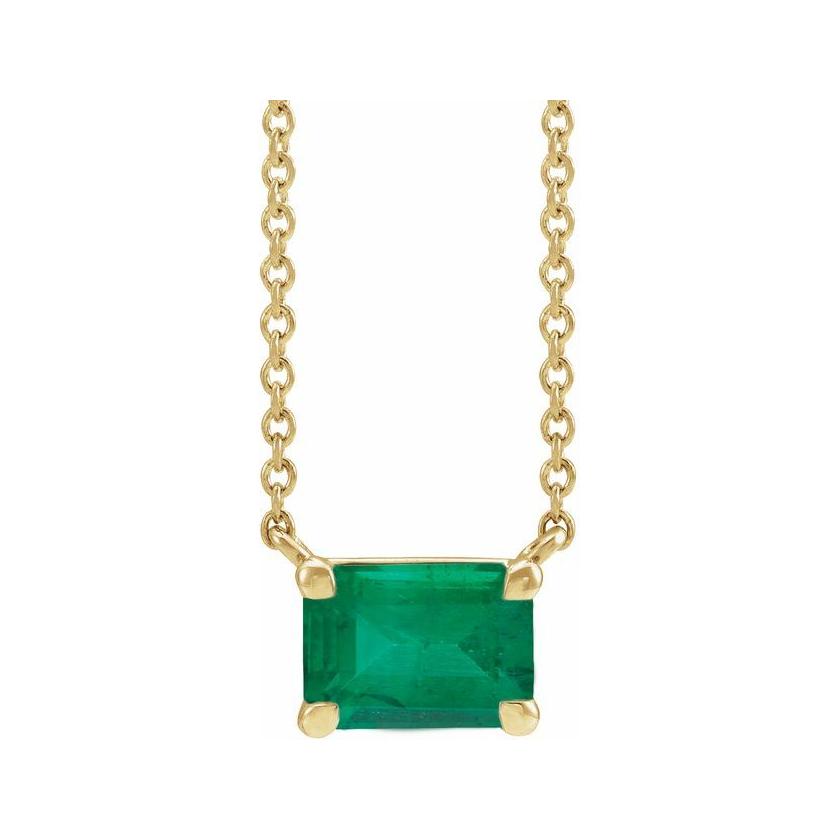 14K yellow gold emerald emerald-cut birthstone necklace, May birthstone variant--Emerald variant--14K-yellow-gold