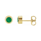 Emerald 14K yellow gold birthstone earrings in bezel setting, perfect birthday gift