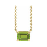 14K yellow gold peridot emerald-cut birthstone necklace, August birthstone variant--Peridot variant--14K-yellow-gold