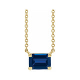 14K yellow gold sapphire emerald-cut birthstone necklace, September birthstone variant--Sapphire variant--14K-yellow-gold