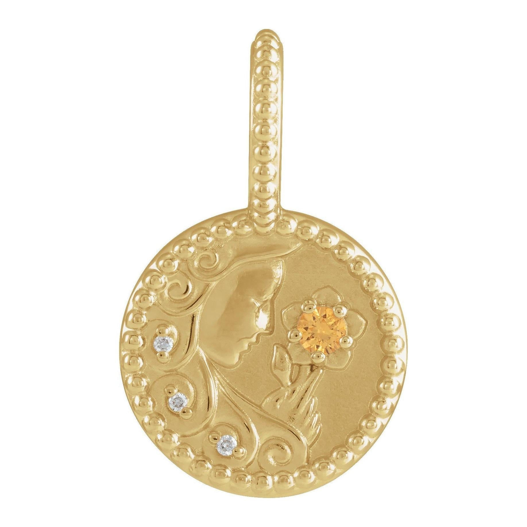 Handmade 14K yellow gold Virgo Zodiac Medallion Charm