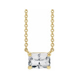 14K yellow gold white sapphire emerald-cut necklace, April birthstone pendant variant--White-Sapphire variant--14K-yellow-gold