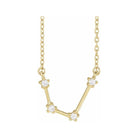 14K yellow gold Aquarius zodiac constellation necklace, handmade with natural diamonds