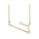 14K yellow gold Aries zodiac constellation necklace, handmade with natural diamonds