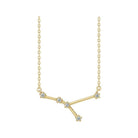 14K yellow gold Cancer zodiac constellation necklace, handmade with natural diamonds
