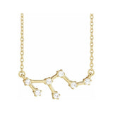 14K yellow gold Leo zodiac constellation necklace, handmade with natural diamonds(Jul-23---Aug-22) variant--Leo variant--14K-yellow-gold
