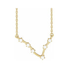 14K yellow gold Pisces zodiac constellation necklace, handmade with natural diamonds