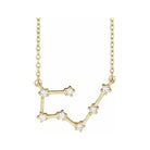 14K yellow gold Taurus zodiac constellation necklace, handmade with natural diamonds