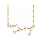 14K yellow gold Virgo zodiac constellation necklace, handmade with natural diamonds