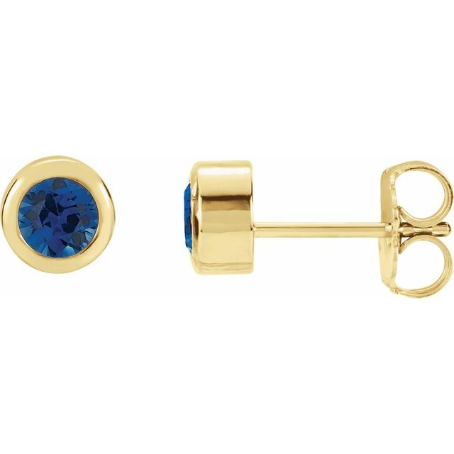 14K yellow gold Sapphire Stud Earrings,14K yellow gold Sapphire Earrings, Sapphire stud Earrings