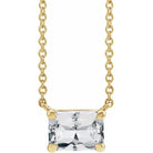 14K yellow gold white sapphire birthstone necklace, white sapphire necklace in 14K yellow gold, April birthstone necklace