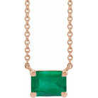 14K rose gold Emerald birthstone necklace, Emerald necklace in 14K rose gold, May birthstone necklace in 14K rose gold