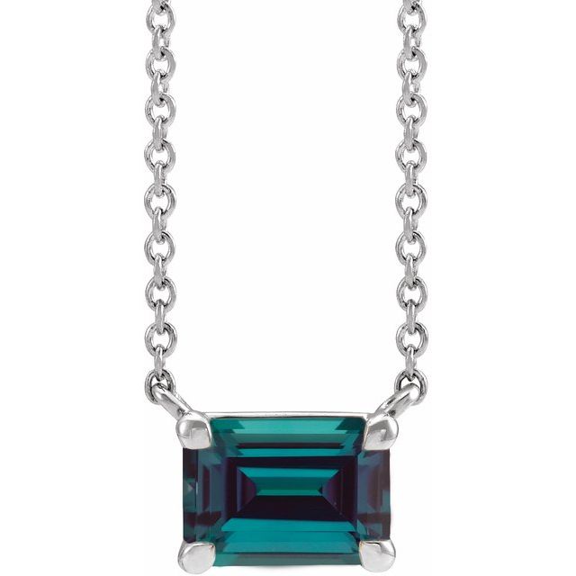 14K white gold Alexandrite birthstone necklace, Alexandrite necklace in 14K white gold, June birthstone necklace in 14K white gold
