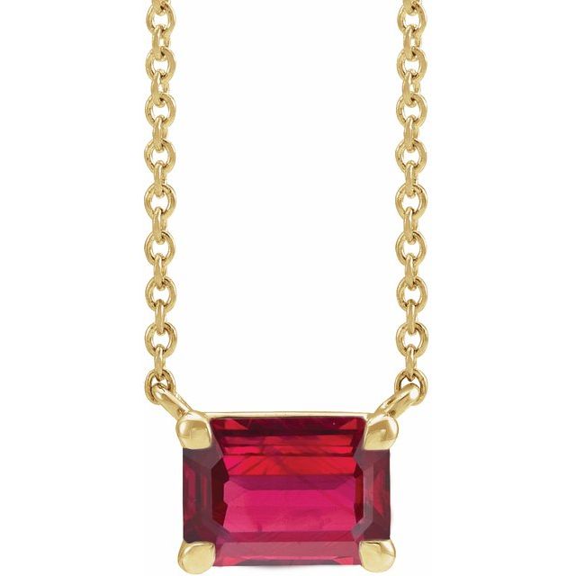 14K yellow gold Ruby birthstone necklace, Ruby necklace in 14K yellow gold, July birthstone necklace in 14K yellow gold