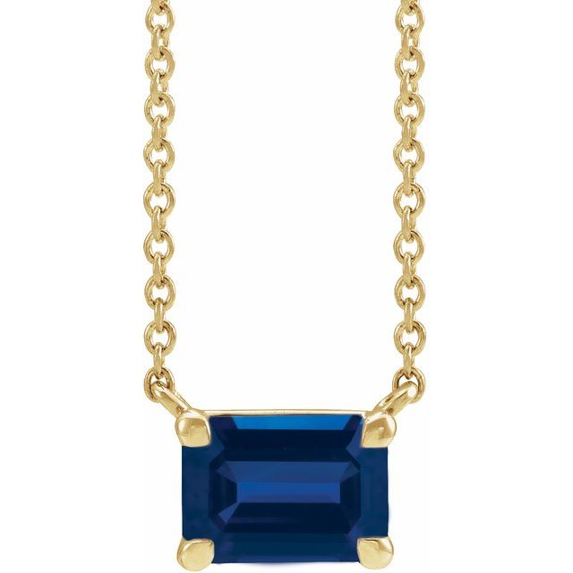 14K yellow gold Sapphire birthstone necklace, Sapphire necklace in 14K yellow gold, September birthstone necklace in 14K yellow gold