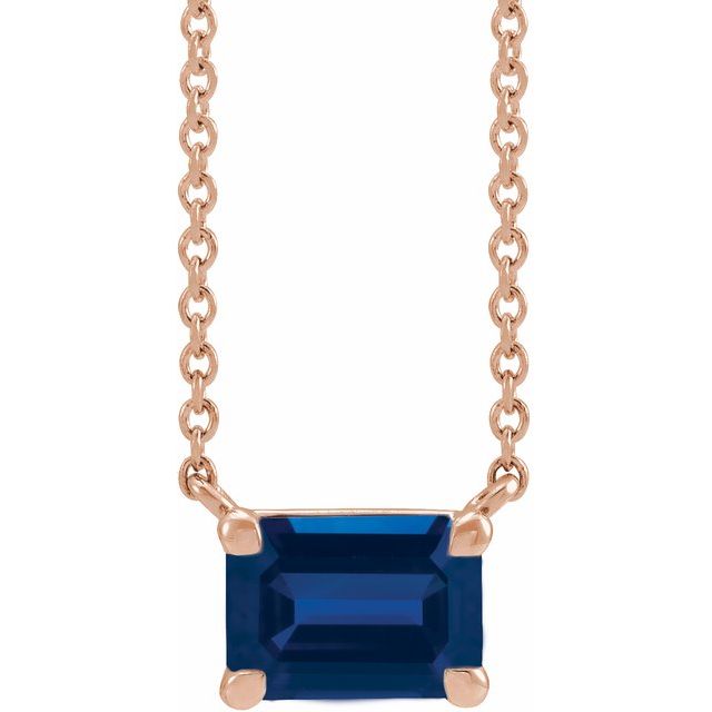 14K rose gold Sapphire birthstone necklace, Sapphire necklace in 14K rose gold, September birthstone necklace in 14K rose gold