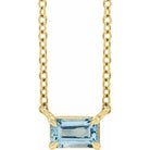 14K yellow gold aquamarine birthstone necklace, aquamarine necklace in 14K yellow gold, March birthstone necklace