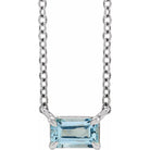 sterling aquamarine birthstone necklace, aquamarine necklace in sterling silver, March birthstone necklace