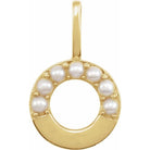 pearl initial charm, initial charm,  14K yellow gold O initial charm