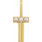 pearl initial charm, initial charm,  14K yellow gold T initial charm