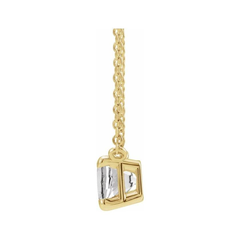 14K yellow gold emerald-cut birthstone necklace on delicate chain variant--White-Sapphire variant--14K-yellow-gold