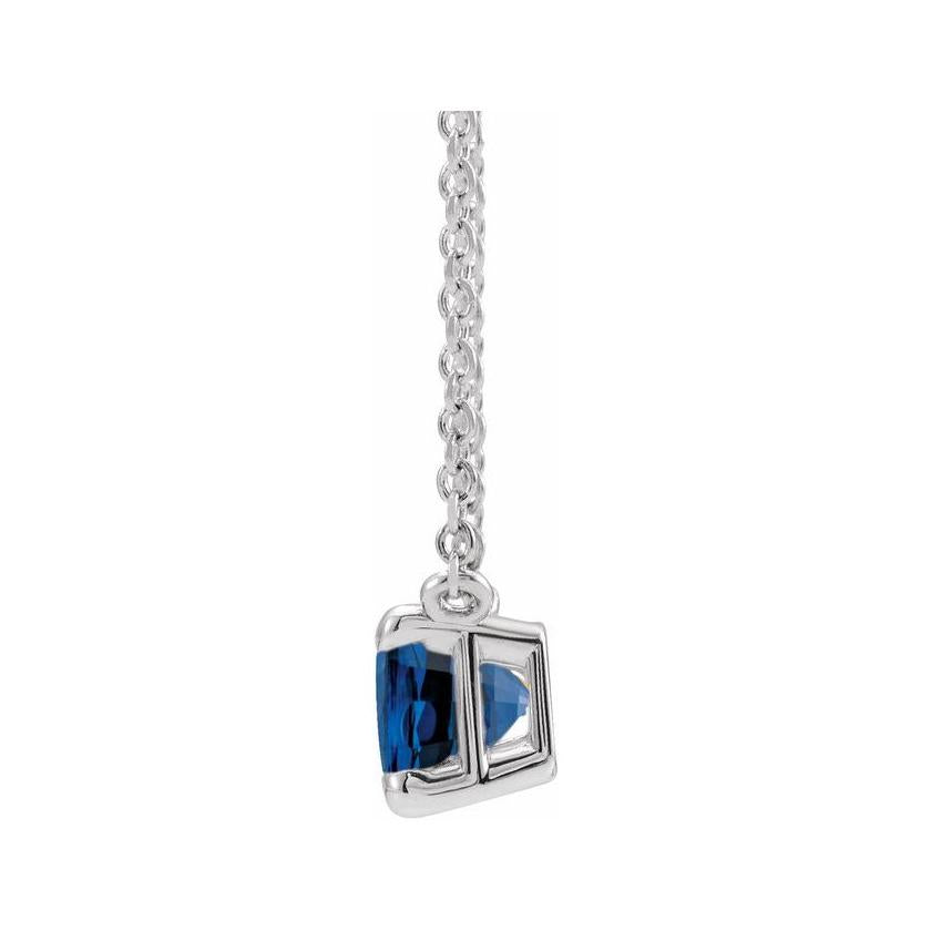 14K white gold emerald-cut birthstone pendant necklace, minimalist fine jewelry variant--Sapphire variant--14K-white-gold