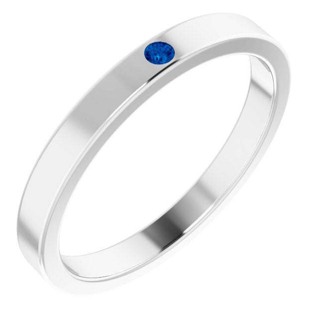 Stackable Birthstone Ring - erin gallagher variant--Sapphire variant--Sterling-silver variant--14K-white-gold
