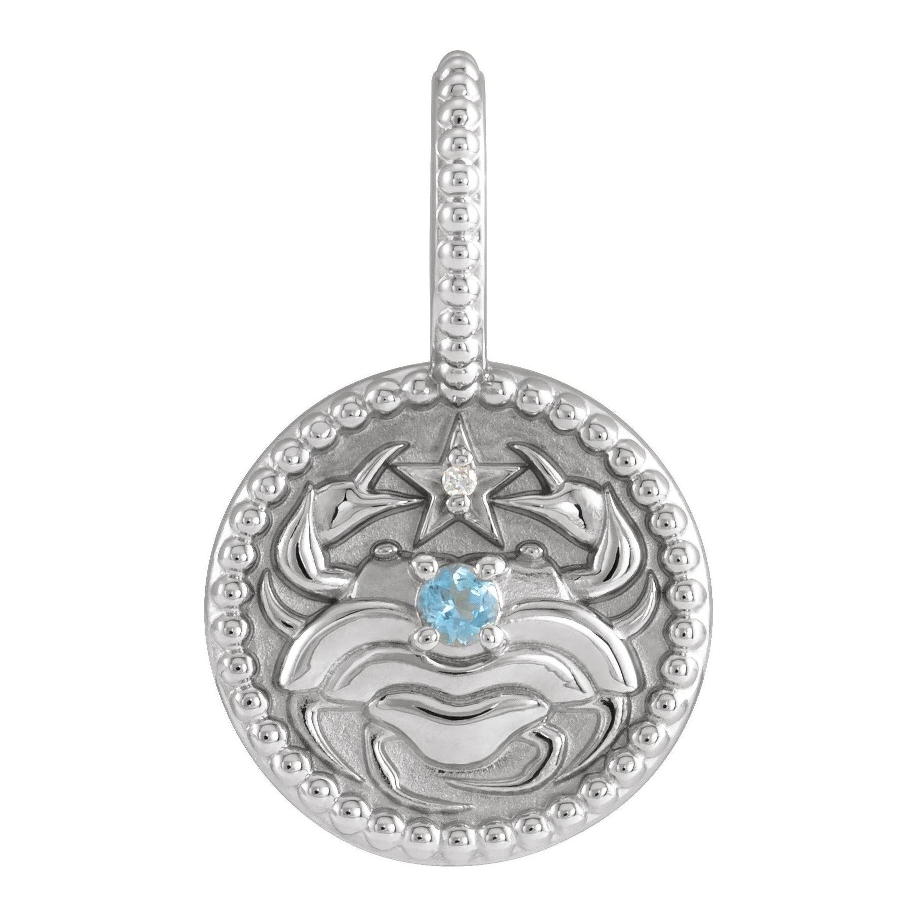 Handmade Sterling Silver Cancer Zodiac Medallion Charm