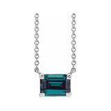 Sterling silver alexandrite emerald-cut birthstone necklace, June birthstone variant--Alexandrite variant--Sterling-silver