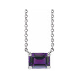 Sterling silver amethyst emerald-cut birthstone necklace, February birthstone variant--Amethyst variant--Sterling-silver