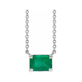 Sterling silver emerald birthstone necklace, 5x3mm emerald-cut May stone variant--Emerald variant--Sterling-silver