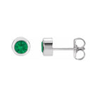 Emerald Sterling silver birthstone earrings in bezel setting, perfect birthday gift