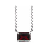 Sterling silver garnet birthstone necklace with 5x3mm emerald-cut pendant variant--Garnet variant--Sterling-silver