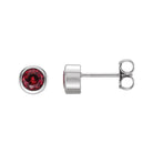 Ruby Sterling silver birthstone earrings in bezel setting, perfect birthday gift