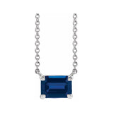 Sterling silver sapphire emerald-cut birthstone necklace, September birthstone variant--Sapphire variant--Sterling-silver