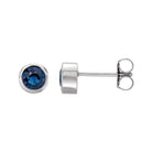 Sapphire Sterling silver birthstone earrings in bezel setting, perfect birthday gift