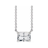 Sterling silver white sapphire emerald-cut necklace, April birthstone pendant variant--White-Sapphire variant--Sterling-silver
