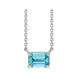 Sterling silver zircon emerald-cut birthstone necklace, December birthstone variant--Zircon variant--Sterling-silver
