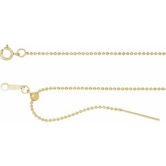 Adjustable threader chain necklace worn at custom length variant--Bead-Chain variant--Gold-fill variant--16-22in
