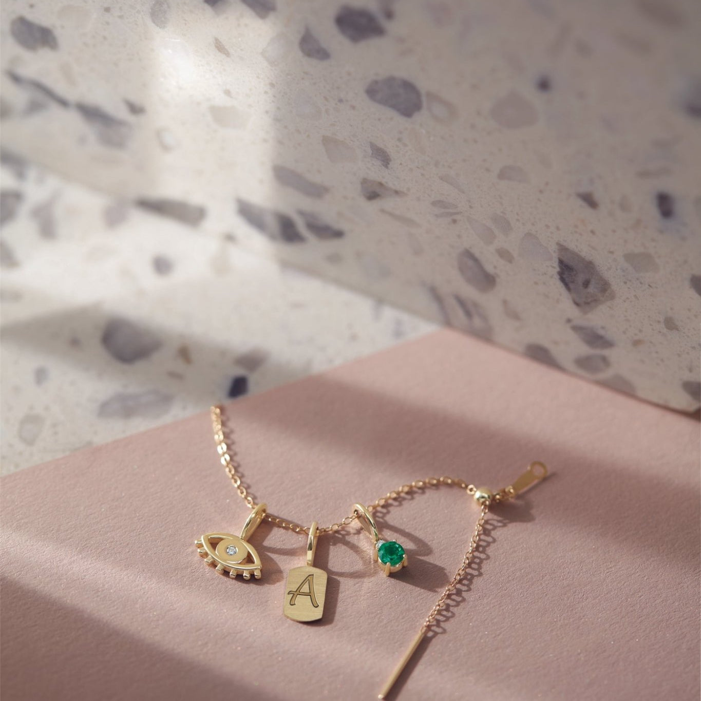 Adjustable threader chain necklace with pendant variant--Bead-Chain variant--Gold-fill variant--16-22in