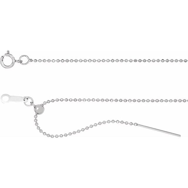 Threader necklace slider detail with pendant attachment variant--Bead-Chain variant--Sterling-silver variant--16-22in