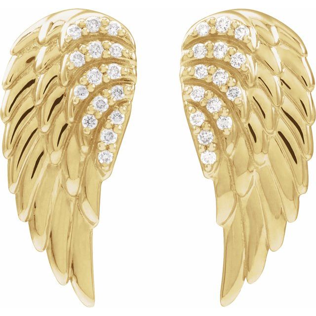 Angel Wing Diamond Earrings - erin gallagher variant--14K-yellow-gold