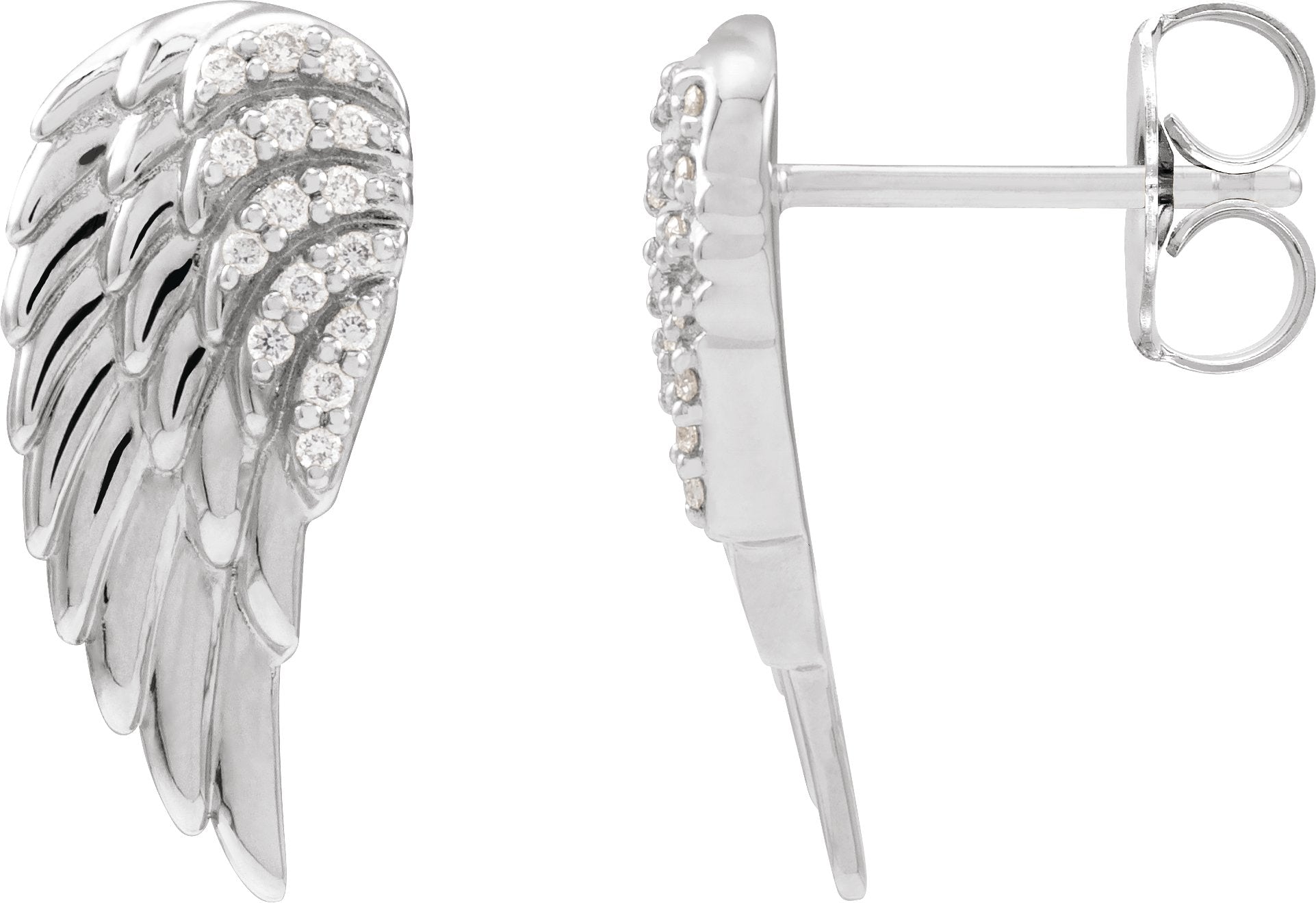 White gold Angel wing diamond earrings in 14k gold variant--14K-white-gold