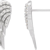 White gold Angel wing diamond earrings in 14k gold variant--14K-white-gold