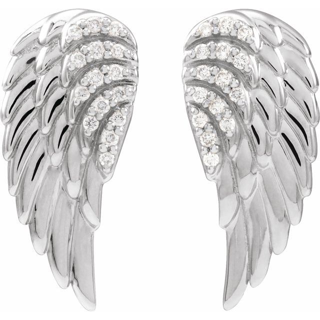 Angel Wing Diamond Earrings - erin gallagher variant--14K-white-gold